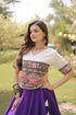 Purple Roman Silk Lehenga Choli - Side View | Samyak Fashion