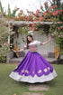 Purple Roman Silk Lehenga Choli - Detail View | Samyak Fashion