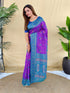 Purple Silk Elegant Party Wear Saree Collection With Blouse - Back View | Samyak Fashion