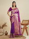 Purple Soft Kanjivaram Silk Traditional Function Wear Soft Kanjivaram Silk Saree Collection With Blouse - Front View | Samyak Fashion