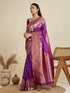 Purple Soft Kanjivaram Silk Traditional Function Wear Soft Kanjivaram Silk Saree Collection With Blouse - Back View | Samyak Fashion