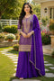 Purple Viscose Jacquard Silk Salwar Suit - Front View | Samyak Fashion