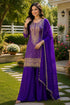 Purple Viscose Jacquard Silk Salwar Suit - Back View | Samyak Fashion