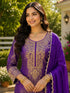 Purple Viscose Jacquard Silk Salwar Suit - Side View | Samyak Fashion