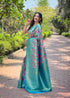 Rama Blue Kanchipattu Silk Party Wear Saree With Blouse - Back View | Samyak Fashion