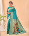 Rama Blue Pure Silk Party Wear Saree With Blouse - Front View | Samyak Fashion