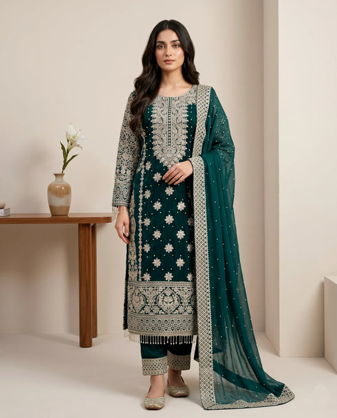 Rama Faux Georgette Elegant Salwar Suit - Front View | Samyak Fashion