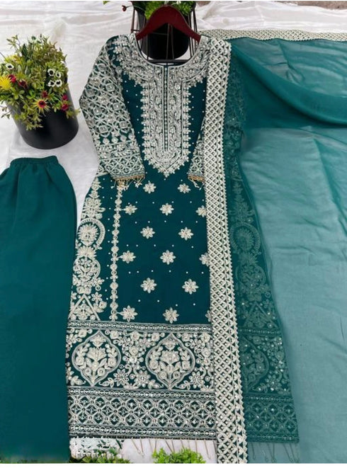 Rama Faux Georgette Elegant Salwar Suit - Side View | Samyak Fashion