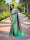 Rama Green Kanchipattu Silk Party Wear Saree With Blouse - Front View | Samyak Fashion