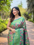 Rama Green Kanchipattu Silk Party Wear Saree With Blouse - Side View | Samyak Fashion