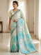 Rama Linen Saree With Blouse - Front View | Samyak Fashion
