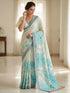 Rama Linen Saree With Blouse - Detail View | Samyak Fashion