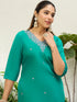 Rama Silk Blend Long Kurti. - Side View | Samyak Fashion