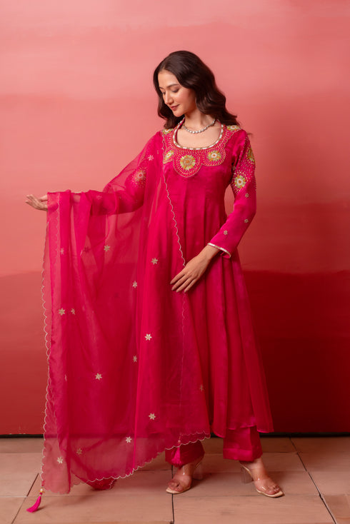 Rani Organza Salwar Suit - Front View | Samyak Fashion