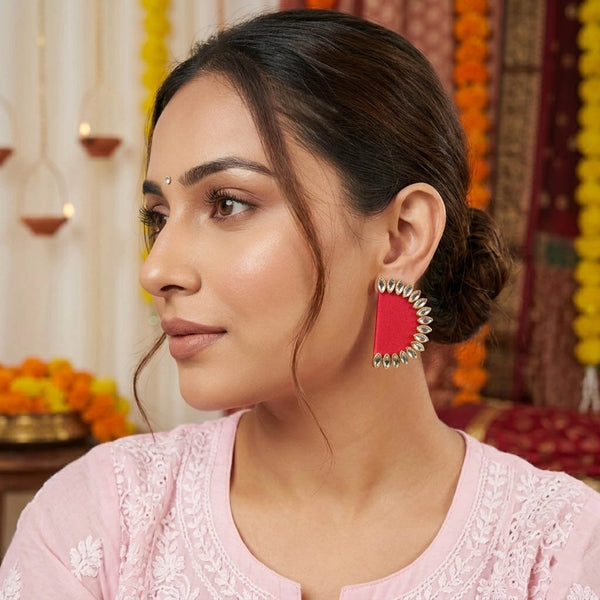 Rani Pink Earrings-imitation - Front View | Samyak Fashion