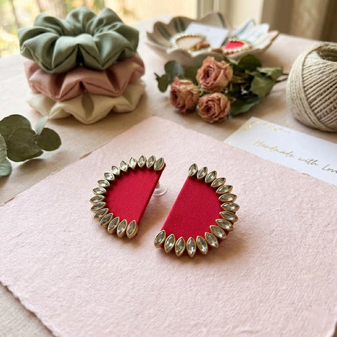 Rani Pink Earrings-imitation - Back View | Samyak Fashion