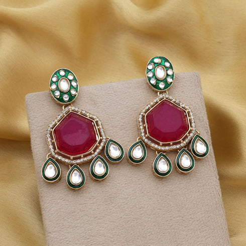 Rani Pink Earrings - Back View | Samyak Fashion