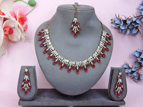 Rani Pink Necklace - Back View | Samyak Fashion
