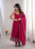 Rani Pink Pure Roman Silk Chanderi Salwar Suit - Front View | Samyak Fashion