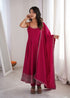 Rani Pink Pure Roman Silk Chanderi Salwar Suit - Back View | Samyak Fashion