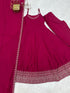 Rani Pink Pure Roman Silk Chanderi Salwar Suit - Back View | Samyak Fashion