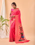 Rani Pink Pure Silk Party Wear Saree With Blouse - Front View | Samyak Fashion