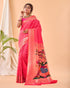 Rani Pink Pure Silk Party Wear Saree With Blouse - Back View | Samyak Fashion