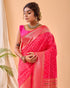 Rani Pink Pure Silk Party Wear Saree With Blouse - Side View | Samyak Fashion