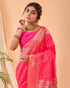 Rani Pink Pure Silk Party Wear Saree With Blouse - Detail View | Samyak Fashion