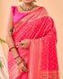 Rani Pink Pure Silk Party Wear Saree With Blouse - Close-up View | Samyak Fashion