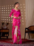 Rani Pink Soft Satin Georgette Saree With Blouse - Detail View | Samyak Fashion