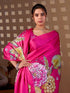Rani Pink Soft Satin Georgette Saree With Blouse - Styled View | Samyak Fashion