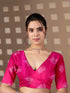 Rani Pink Soft Satin Georgette Saree With Blouse - Front View | Samyak Fashion