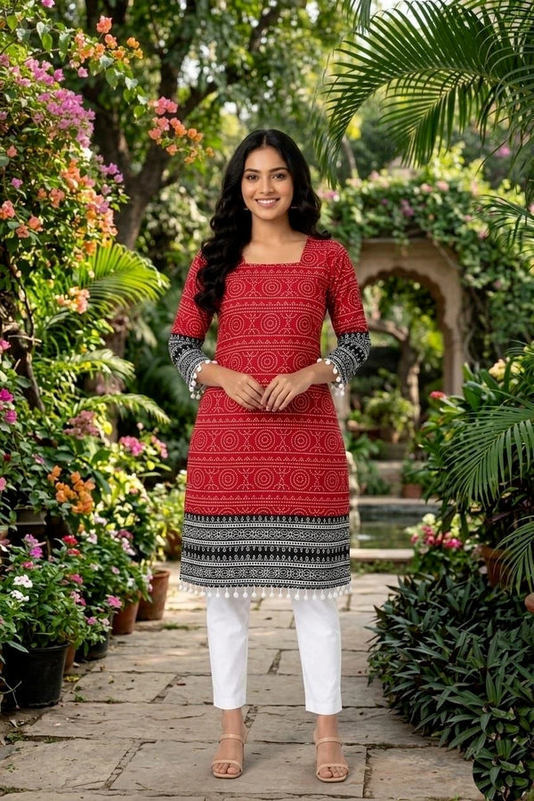 Readymade Kurti With Blouse - Front View | Samyak Fashion