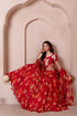 Red Chiffon Arty Lehenga Choli - Side View | Samyak Fashion