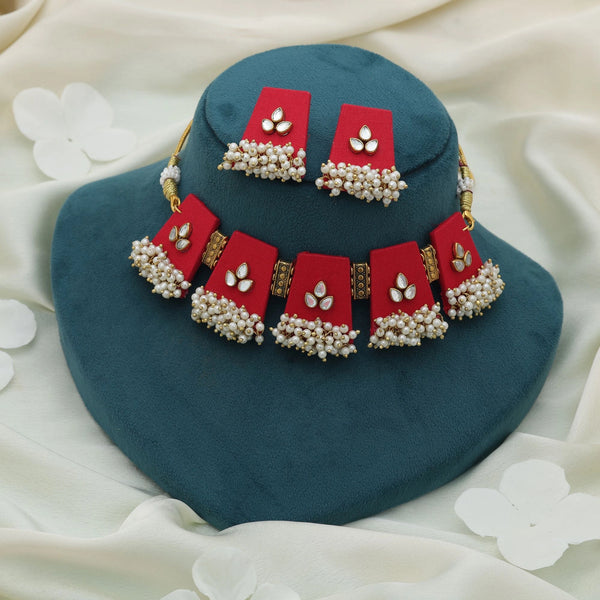 Red Choker Set-imitation - Front View | Samyak Fashion