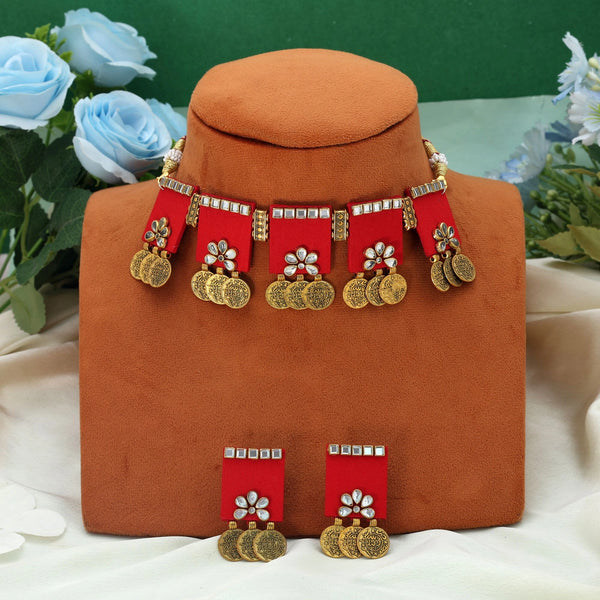 Red Choker Set-imitation - Front View | Samyak Fashion
