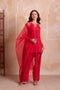 Red Crepe Salwar Suit - Front View | Samyak Fashion