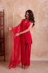 Red Crepe Salwar Suit - Back View | Samyak Fashion