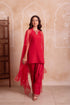 Red Crepe Salwar Suit - Side View | Samyak Fashion