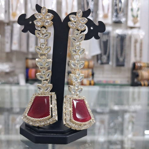 Red Earrings - Back View | Samyak Fashion