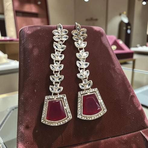 Red Earrings - Side View | Samyak Fashion