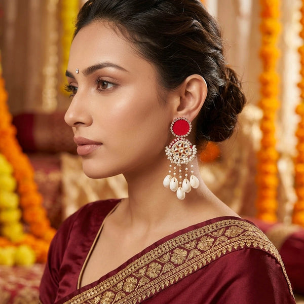 Red Earrings - Front View | Samyak Fashion