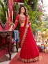 Red Faux Georgette Elegant Party Wear Saree Collection With Blouse - Back View | Samyak Fashion