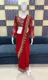 Red Faux Georgette Elegant Party Wear Saree Collection With Blouse - Side View | Samyak Fashion