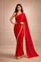 Red Fendy Saree With Blouse - Front View | Samyak Fashion