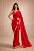 Red Fendy Saree With Blouse - Front View | Samyak Fashion