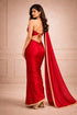 Red Fendy Saree With Blouse - Back View | Samyak Fashion