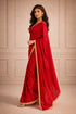 Red Fendy Saree With Blouse - Side View | Samyak Fashion