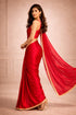 Red Fendy Saree With Blouse - Close-up View | Samyak Fashion